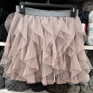BCBG Runway Collection Elegant Dusty Pink and Gray Layered Tulled Skirt